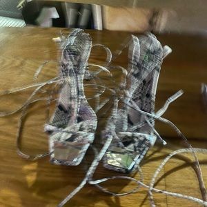 Schultz laced up heels snake print size 10.5